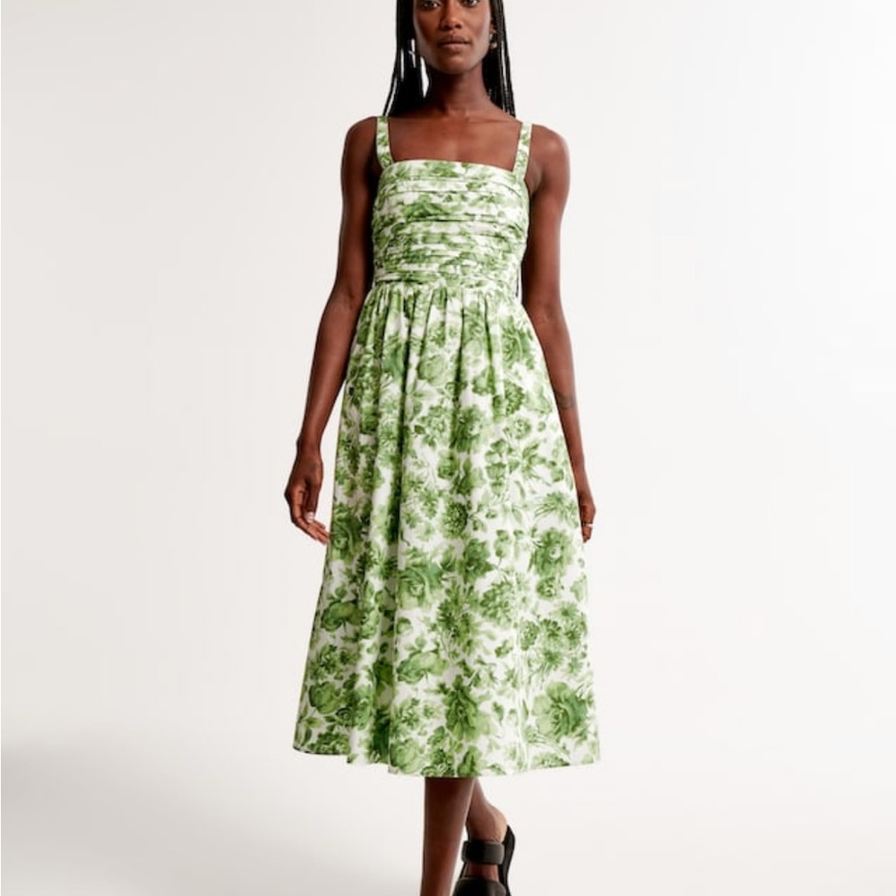 Abercrombie Emerson Poplin Wide Strap Midi Dress size S